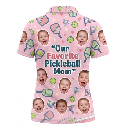 Our Favorite Pickleball Mom Custom Kids Face Polo Pink