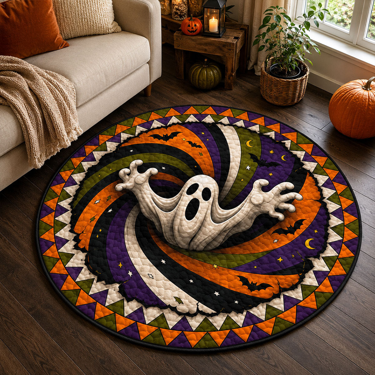 Halloween Pumpkin 3D Illusion Rug, 3D Halloween Vortex Rug