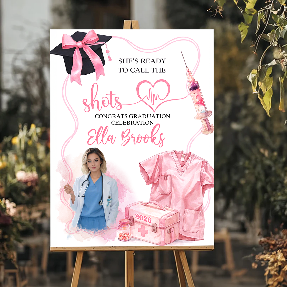 She Is Ready To Call The Shots - Graduation Welcome Sign Custom Photo Party Sign