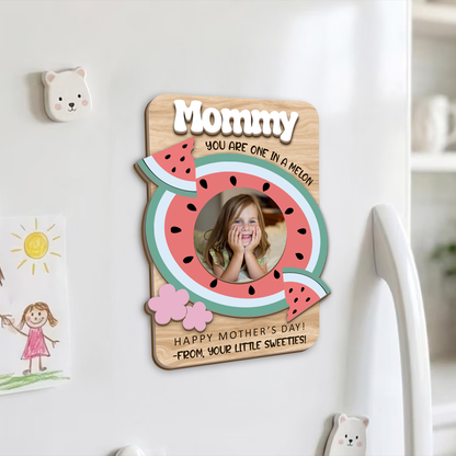Mother's Day Fridge Photo Magnet - Wood Custom Shape Magnets 2 Layers