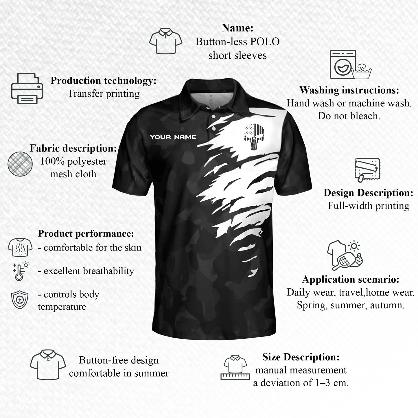 Custom Name Pickleball Polo Shirt Black Camo Happy People Play Pickleball Performance Shirt