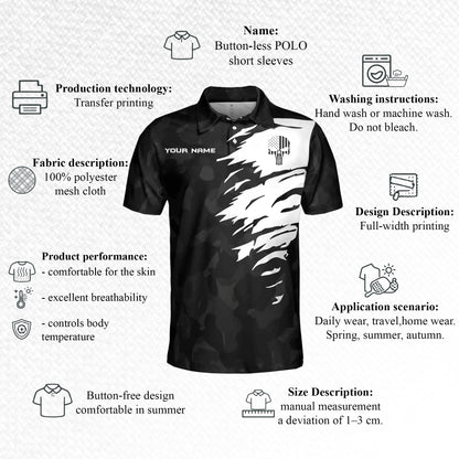 Custom Name Pickleball Polo Shirt Black Camo Happy People Play Pickleball Performance Shirt
