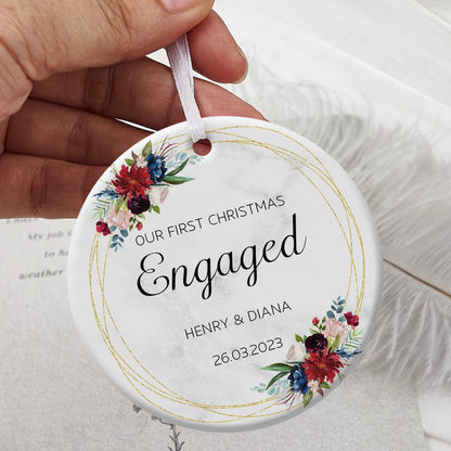 First Christmas Engaged Tropical Flowers - Personalized Ornament - Christmas Gift 3_f8bd5196-7512-4267-8d13-de826715e805.jpg