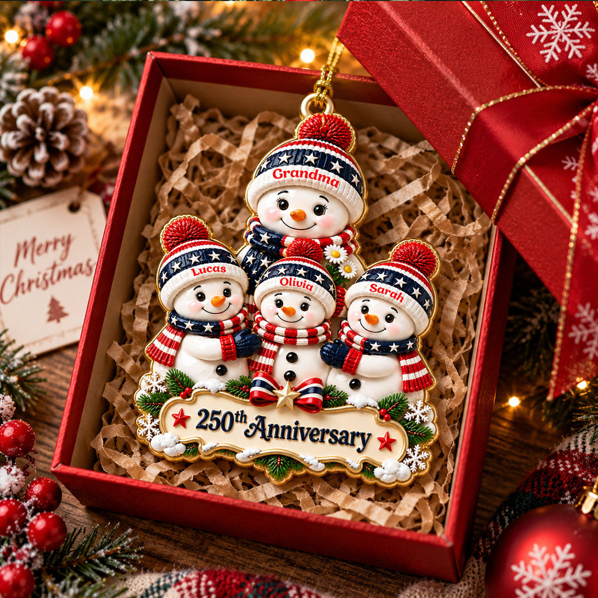 Snowman Ornament 250th Anniversary - Real 3D Raised Ornament