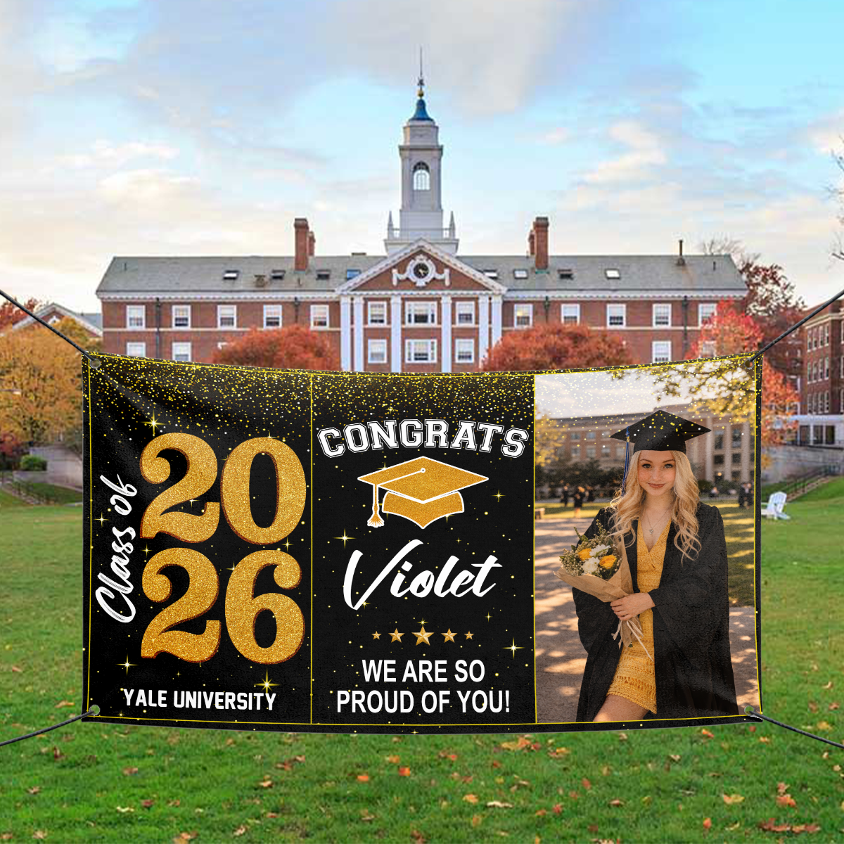 Personalized Graduation Banner Party Decorations - Class of 2026 Custom Banner