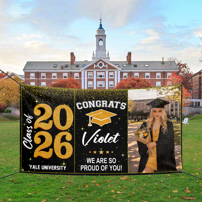 Personalized Graduation Banner Party Decorations - Class of 2026 Custom Banner