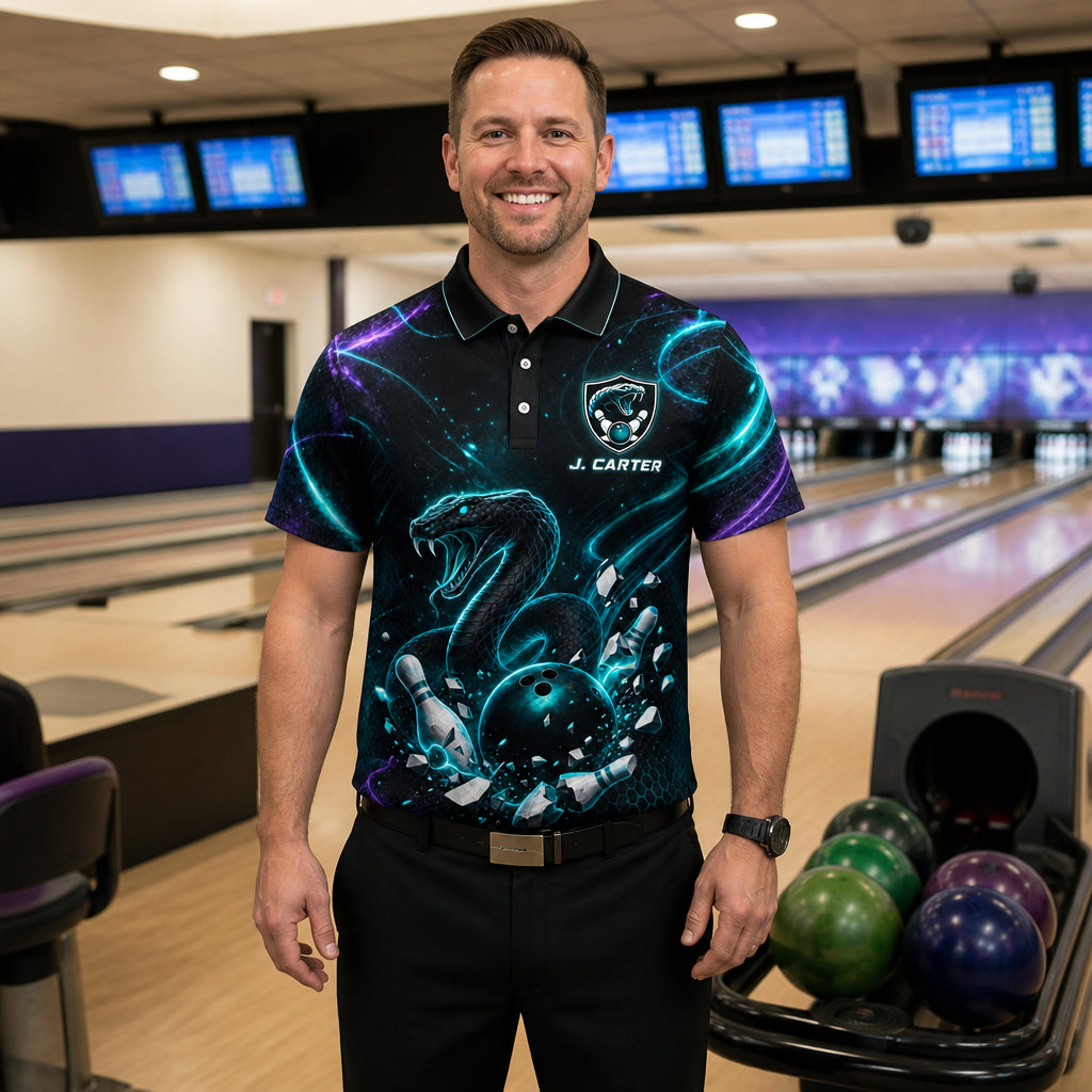 Electric Strike Snake Bowling Team Polo — Personalized Name & Team - Personalized Polo shirt - All over printed 3a2f0622-ae1c-4c99-8e3e-2647520b471b.jpg