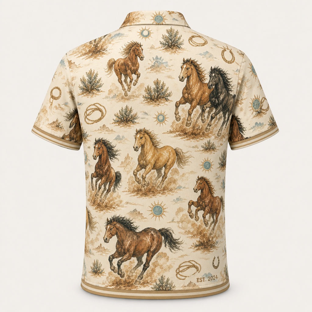 Wild Horses Desert Pattern AOP Polo - Polo shirt - All over printed 3b51b8bc-25db-40d4-b066-33b5860ed40a.jpg