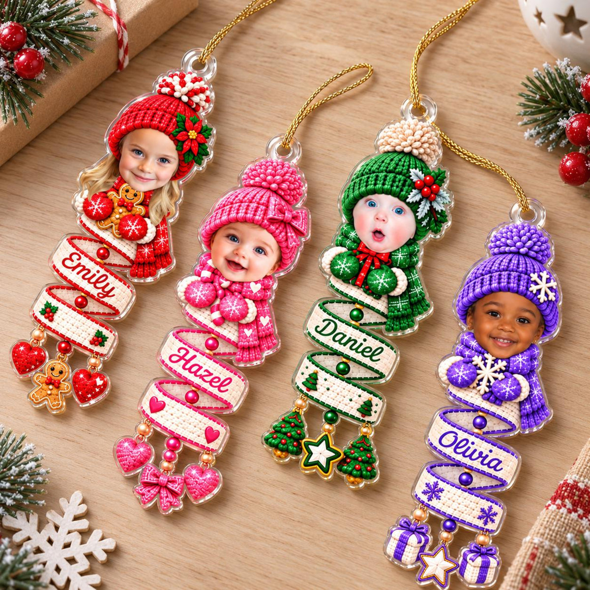 Personalized Baby Face Photo Spiral Ornament, Custom Name Snowman Acrylic Ornament, 2D Flat Faux Spiral Christmas Tree Decor, Christmas Gift 3bb2d8ba-e5b7-4fd3-bcb5-687f3937f0ae-12.jpg
