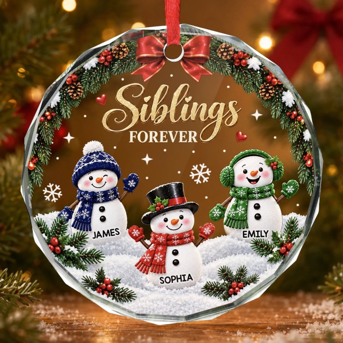 Custom Circle Glass Ornament - Personalized Christmas Birthday Gifts For Mom, Dad, Brother, Sister - Snow Much Sibling Love 3bc636ae-7f70-4828-ac06-b3daee1cdbbd-banner-2.jpeg