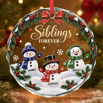 Custom Circle Glass Ornament - Personalized Christmas Birthday Gifts For Mom, Dad, Brother, Sister - Snow Much Sibling Love 3bc636ae-7f70-4828-ac06-b3daee1cdbbd-banner-2.jpeg