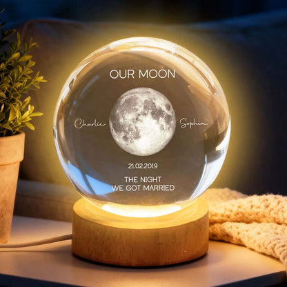 Our Moon Special Date, Custom Moon Phase by Date - Personalized Crystal Ball Night Light - Heartfelt Anniversary Gift for her, for him 3c652c223e657b.jpg
