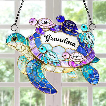 Turtle Pattern Roller For Mom Grandma - Personalized Hanging Window Suncatcher