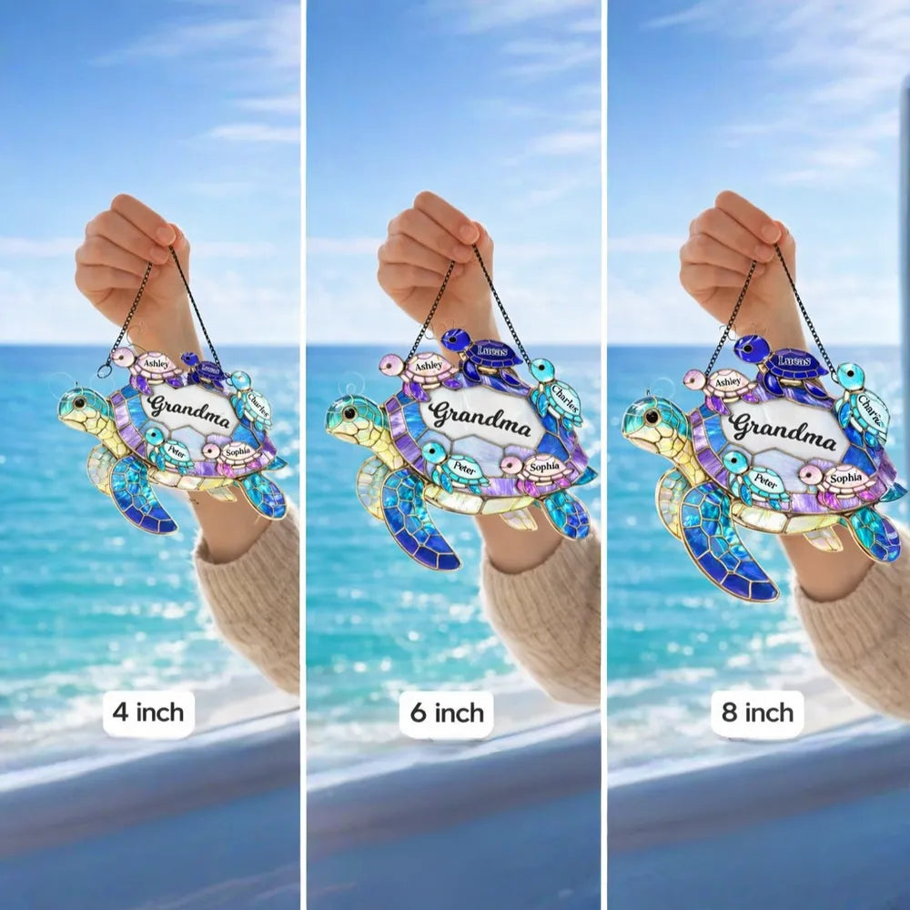 Turtle Pattern Roller For Mom Grandma - Personalized Hanging Window Suncatcher