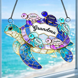 Turtle Pattern Roller For Mom Grandma - Personalized Hanging Window Suncatcher