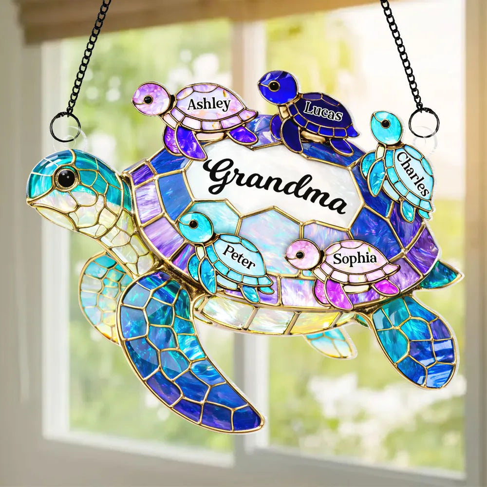Turtle Pattern Roller For Mom Grandma - Personalized Hanging Window Suncatcher