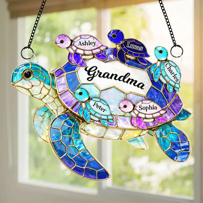 Turtle Pattern Roller For Mom Grandma - Personalized Hanging Window Suncatcher