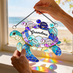 Turtle Pattern Roller For Mom Grandma - Personalized Hanging Window Suncatcher