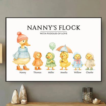 Grandma's Flock with Puddles of Love - Personalised Poster