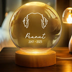 Dog Head Outline Memorial - Personalized Crystal Ball LED Night Light - Dog Memorial Remembrance Keepsake