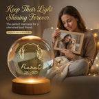 Dog Head Outline Memorial - Personalized Crystal Ball LED Night Light - Dog Memorial Remembrance Keepsake