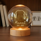 Dog Head Outline Memorial - Personalized Crystal Ball LED Night Light - Dog Memorial Remembrance Keepsake
