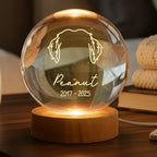 Dog Head Outline Memorial - Personalized Crystal Ball LED Night Light - Dog Memorial Remembrance Keepsake