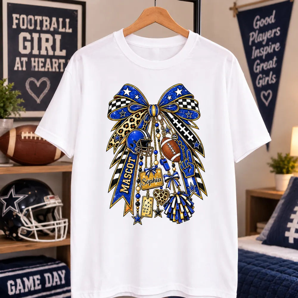 Custom School Spirit Charm Bow - Personalized Shirt