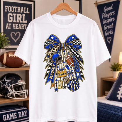 Custom School Spirit Charm Bow - Personalized Shirt