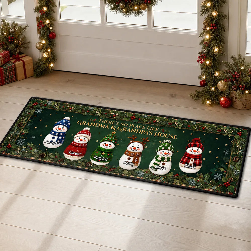 Cozy Snowman Family - Personalized Runner Rug