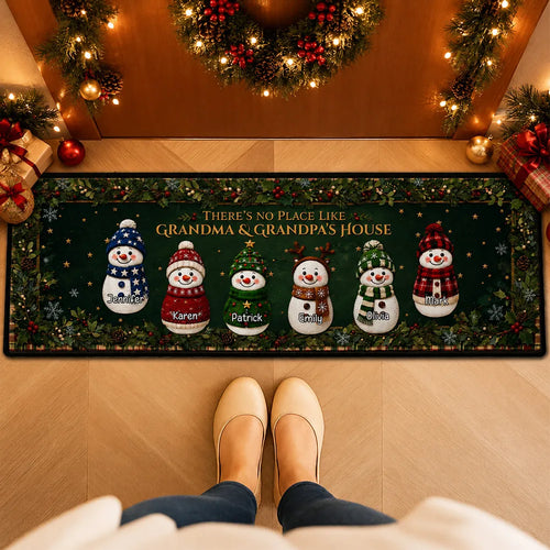 Cozy Snowman Family - Personalized Runner Rug