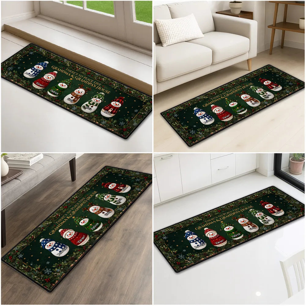 Cozy Snowman Family - Personalized Runner Rug