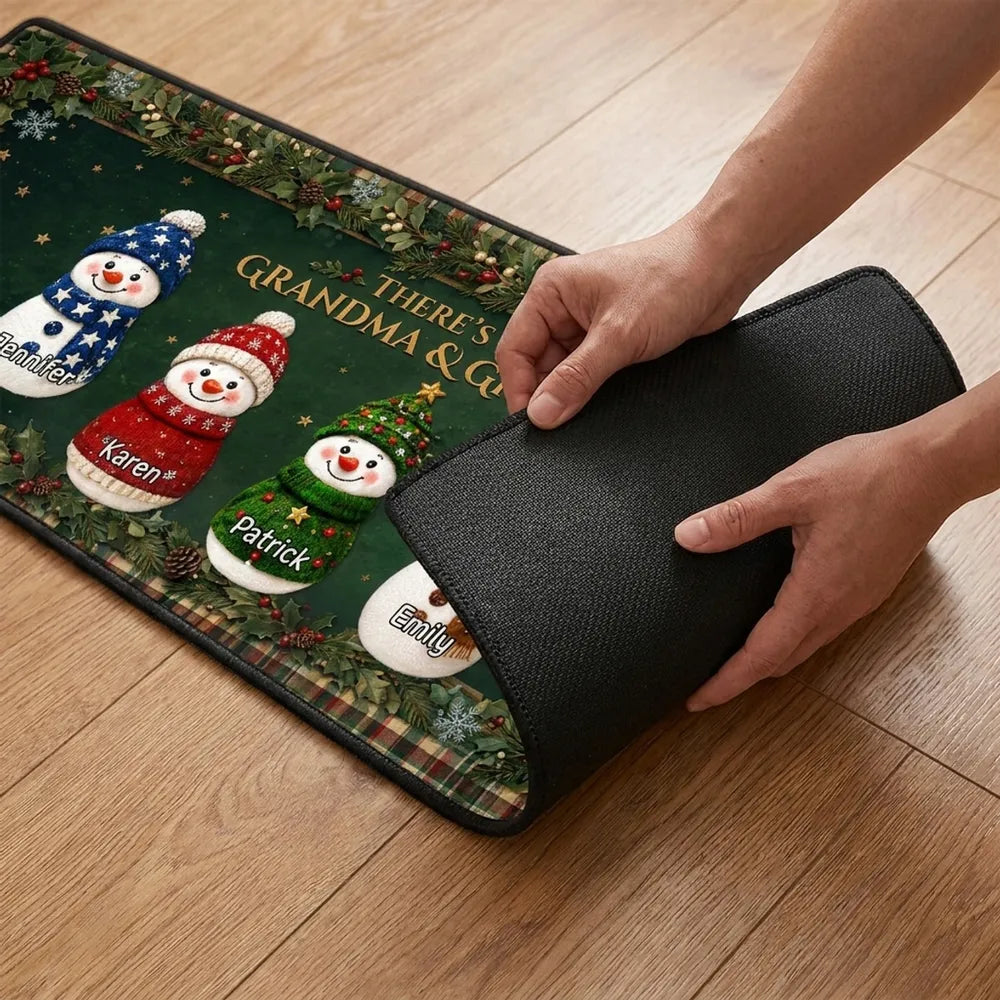 Cozy Snowman Family - Personalized Runner Rug