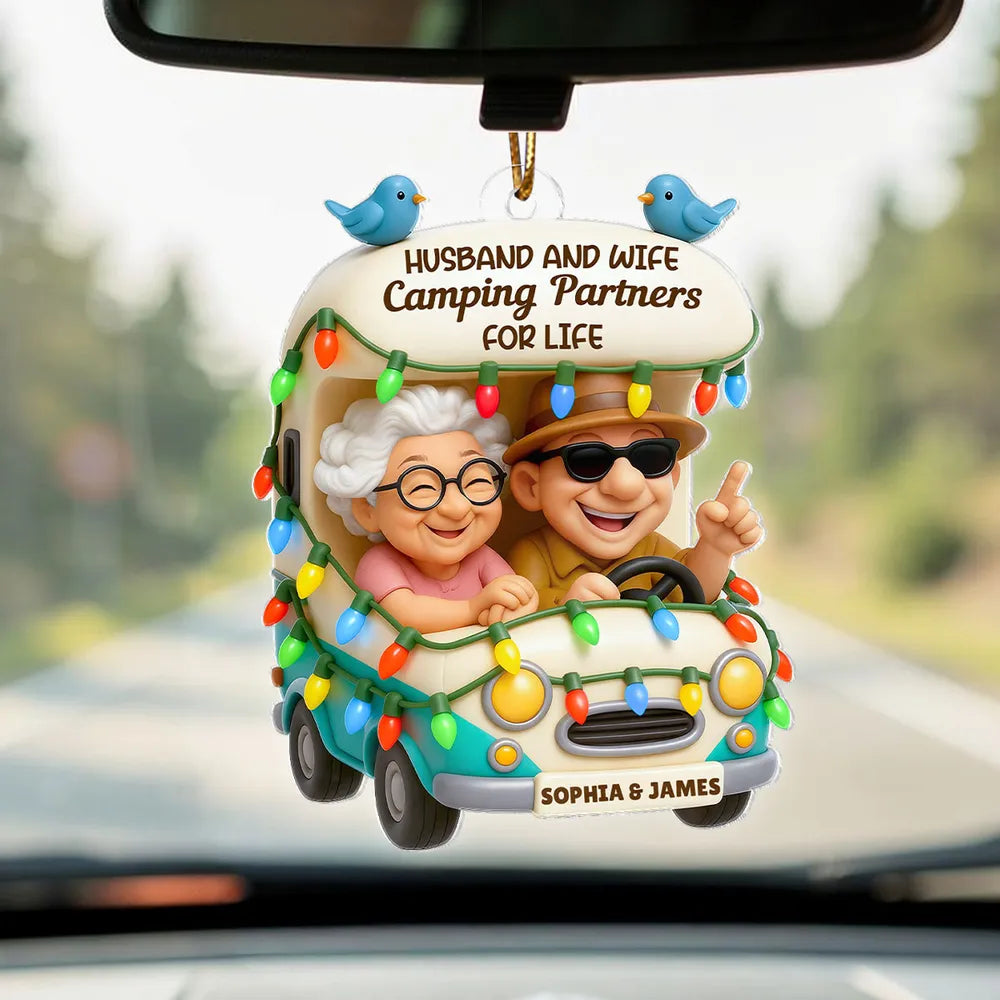 Baby Let's Go Camping Old Couple - Personalized Acrylic Ornament - Heartwarming Gift For Him, For Her, For Couple