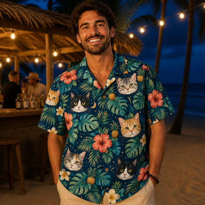 Tropical Cats Night Hawaiian Shirt - Lifestyle 1