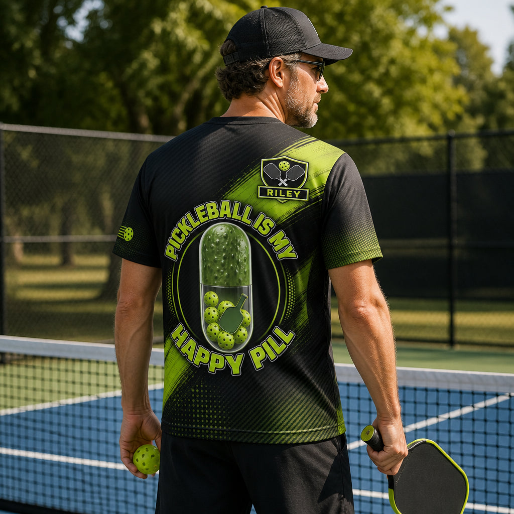 Pickleball Happy Pill AOP Tee with Custom Name - Personalized T-Shirt - All over printed 3d3861ea-29a5-49f7-ad11-772cf93a1ba8.jpg