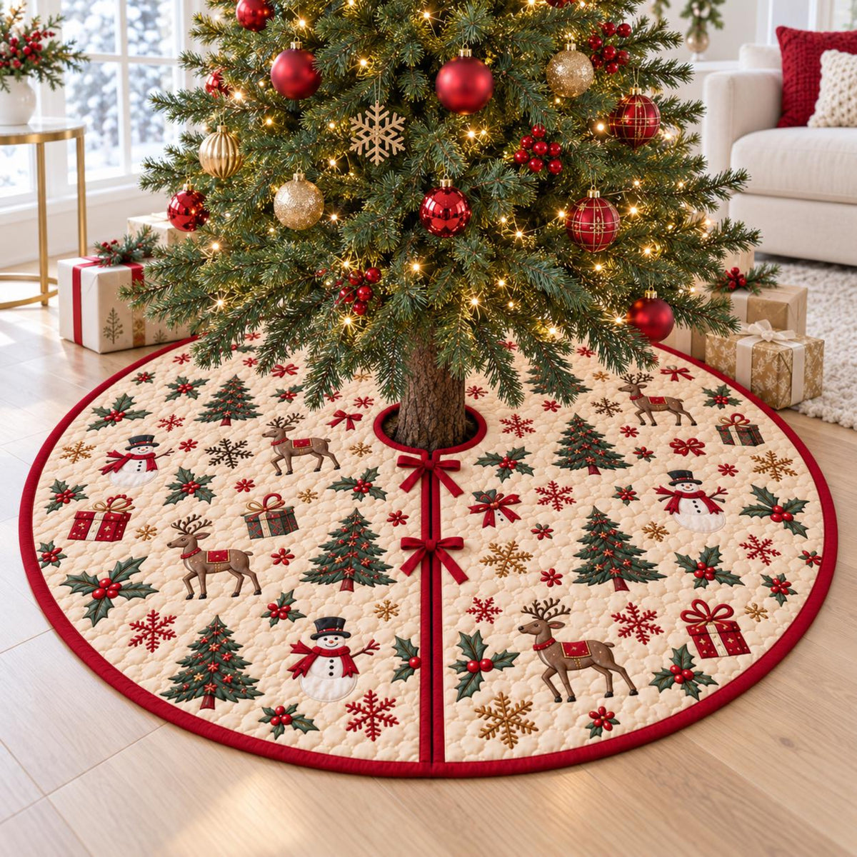 Vintage Nutcracker Quilted Christmas Tree Skirt, Festive Holiday Floor Mat 3d919673-7e1c-434c-afbe-dd1bb92d2836-2.jpg