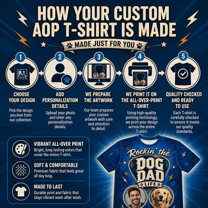 Rockin’ The Dog Dad Life – Custom Face & Pup AOP Tee - How to customize