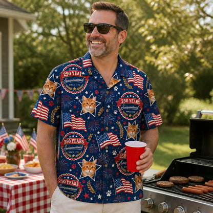 USA 250 Cat Celebration Hawaiian Shirt - Lifestyle 2