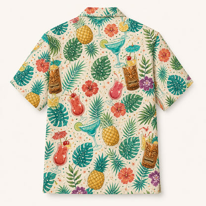 Custom Tiki Cocktails Pet Face Hawaiian Shirt - Back view