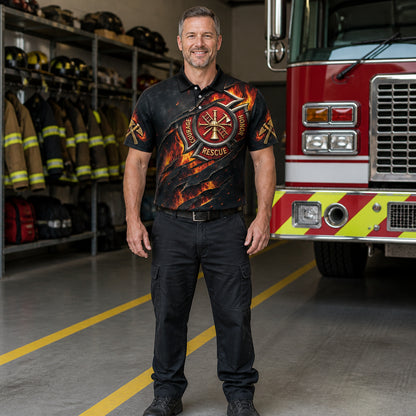 Firefighter Courage Honor Rescue AOP Polo - Polo shirt - All over printed 3f517472-5a87-42d1-a25a-063aab36f0ce.jpg