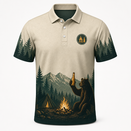 Beer + Camping Story AOP Polo - Polo shirt - All over printed 3fcf3c69-df80-4da3-a26b-e529affbc6b2.png