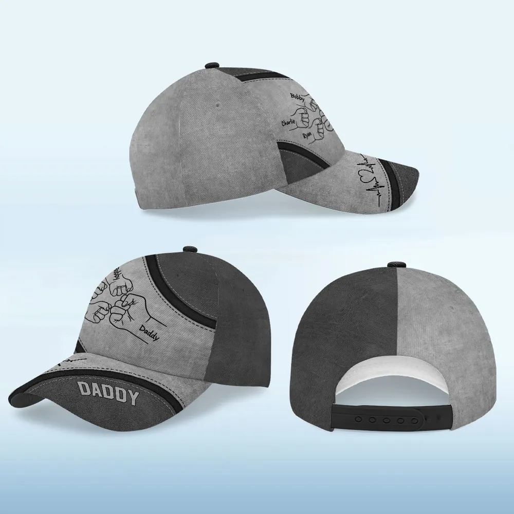 Fist Bump Daddy And Kids - Personalized Classic Cap - Gift For Father, Father's Day 4-1_5c60fff1-769e-4bb6-8844-3b76f4b49272.png