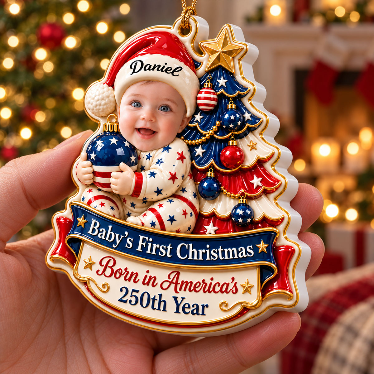 Personalized Baby's 1st Christmas Ornament, Patriotic Parent Gift, Newborn Photo Keepsake 40195094-b0cb-4218-a0f8-7bd41d7f0291-5.jpg