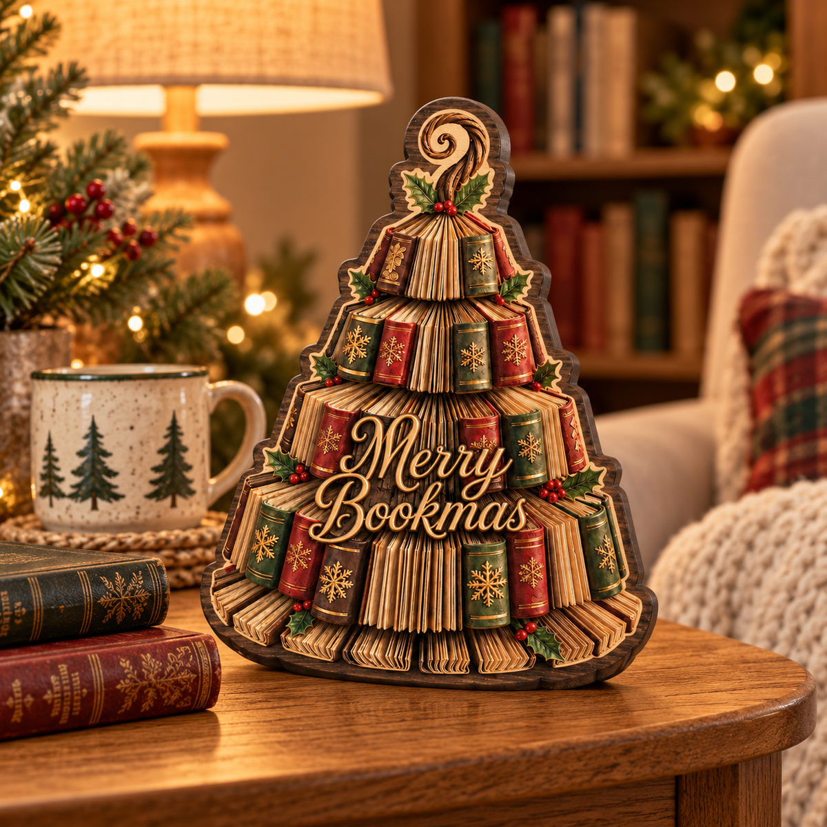 Wooden Book Christmas Tree Block, Merry Bookmas Holiday Decor, Book Lover Christmas Gift, Festive Library Shelf Tabletop Sign 408c770b-651f-463b-bfa1-7f0b299eb3fc-banner-1.png