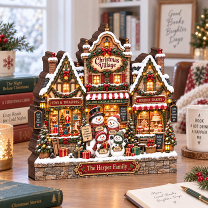 Personalized Christmas Village Decor, Custom Family Name Snowman Scene, Holiday Wooden Block GIFT 2026, Family Tabletop Gift, Holiday Decor 4159a0e3-20c5-4b06-9af4-ef9f5ca88d7b-5.jpg