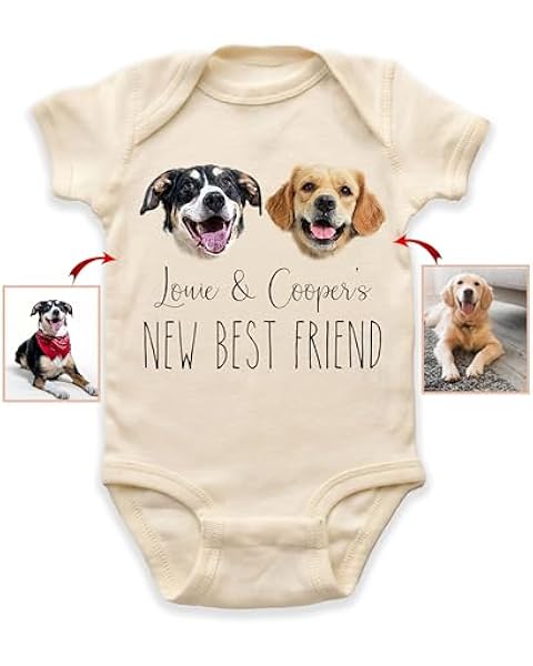 New Friends Custom Baby Bodysuit with Pet Portrait, Pregnancy Annoucement Gift, New Best Friend Onesie, Baby Gifts, Custom Dog and Cat Breeds, Toddler Baby Boy Girl Bodysuit 41CVjWLFiLL._AC_UF480_600_SR480_600.jpg