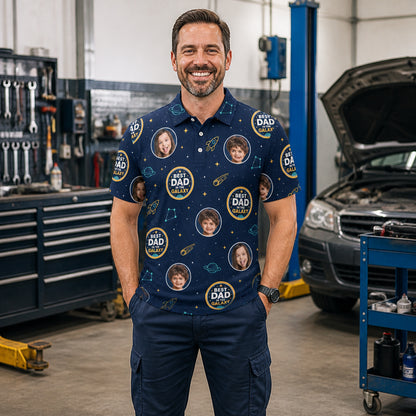 Best Dad in the Galaxy — Kids Photo AOP Polo - Lifestyle 2