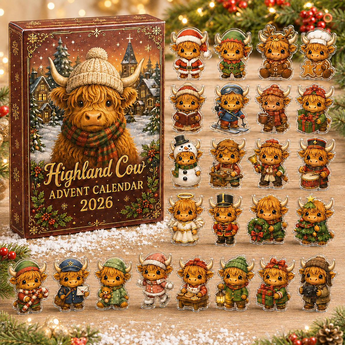 2026 Highland Cow Advent Calendar, 24 Christmas Acrylic Charms, Farmhouse Holiday Decor 423e2191-9122-49bd-ae0e-0b1b6fb61c0c-1.jpg