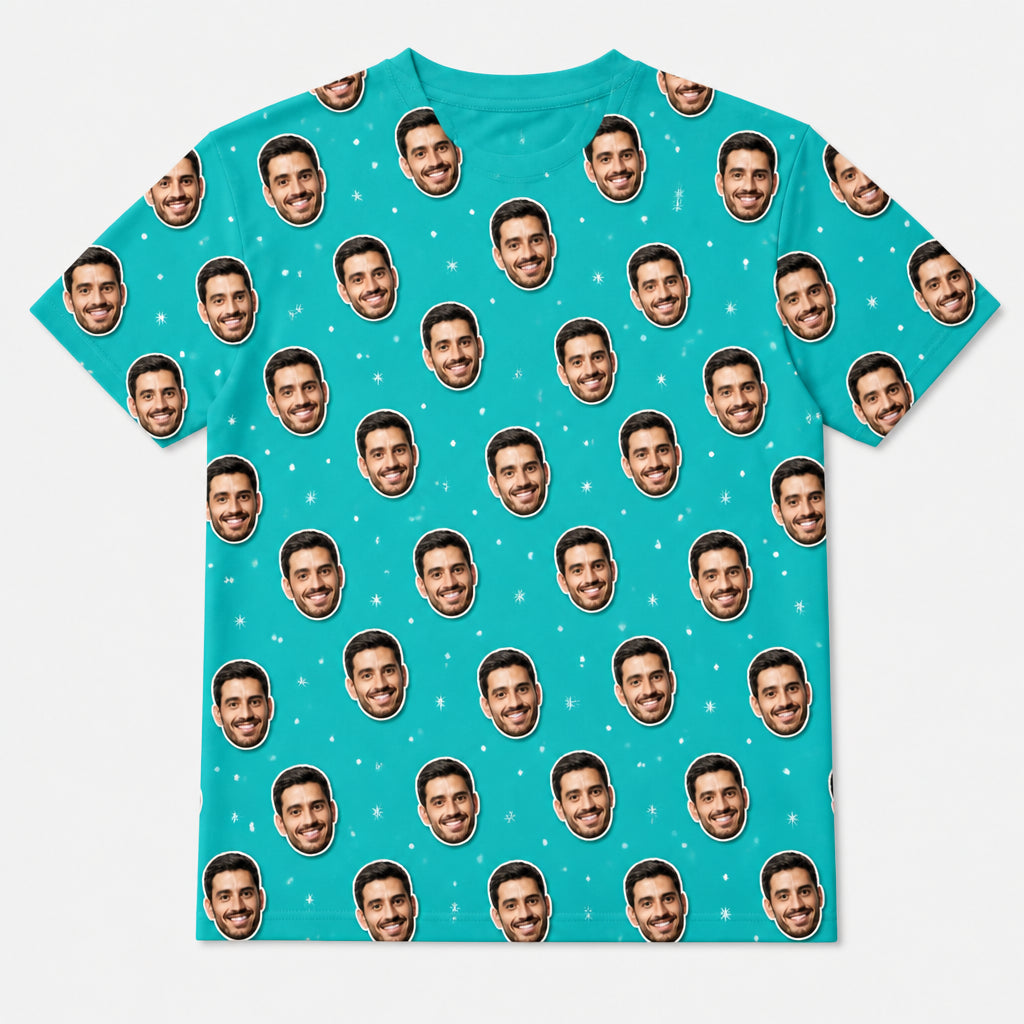 Custom Face Pattern AOP Tee - Back view